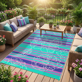 Garvee outdoor rug 5x8 folded for easy storage and transport