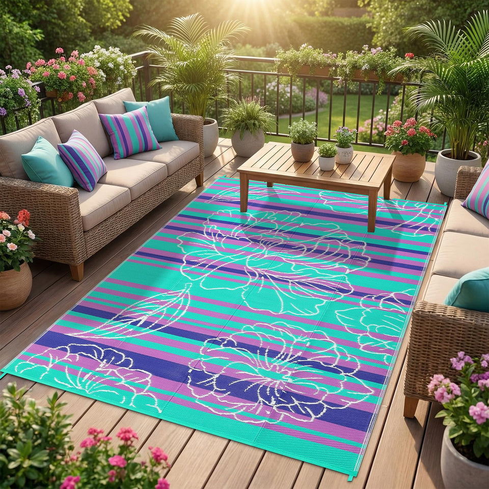 Garvee outdoor rug 5x8 folded for easy storage and transport