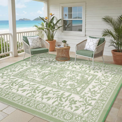 Garvee outdoor rug 6x9 with botanical pattern for patio styling