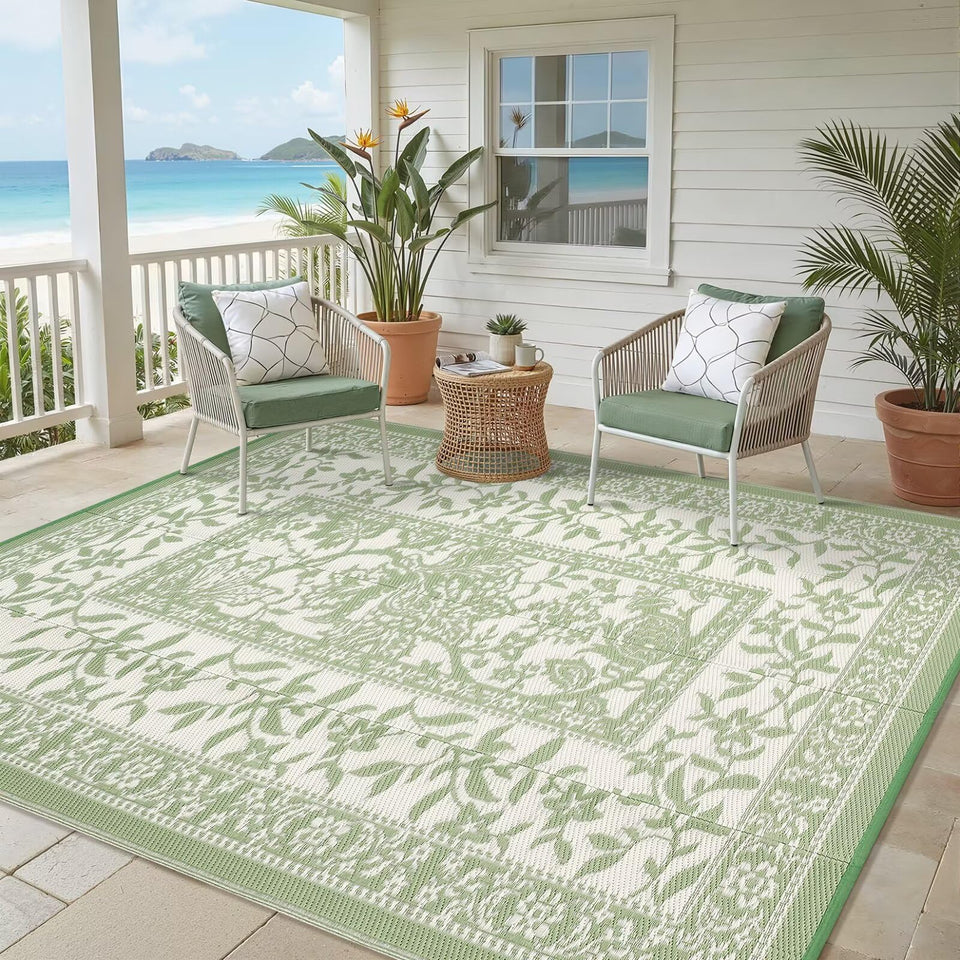 Garvee outdoor rug 6x9 with botanical pattern for patio styling