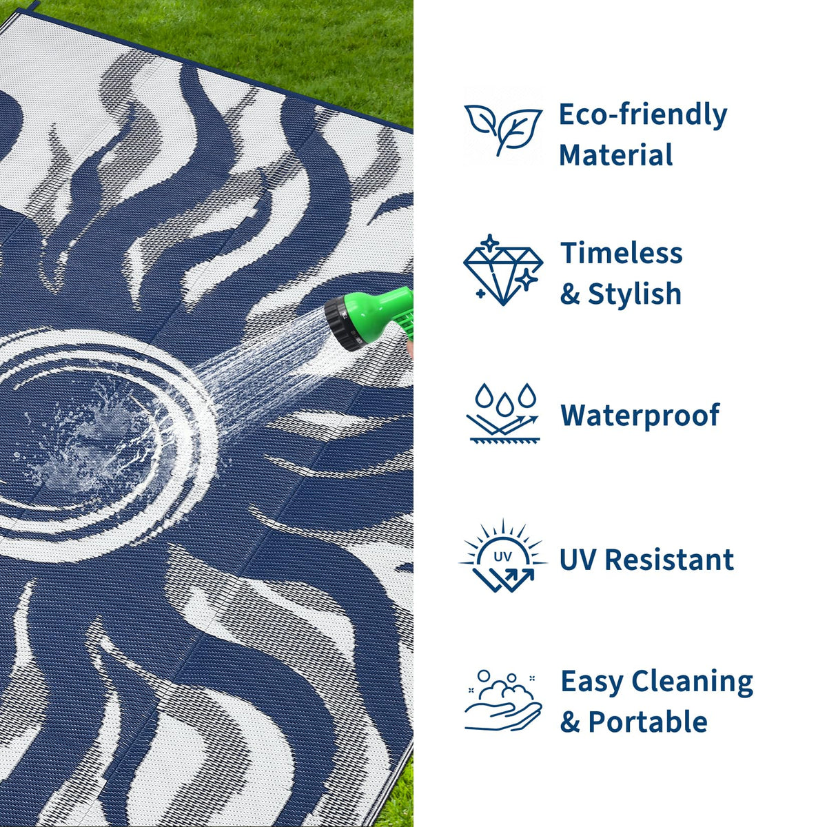 Garvee outdoor rug with UV protection maintaining vibrant colors.