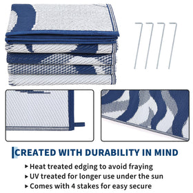 Garvee lightweight rug folded for camping and RV trips.
