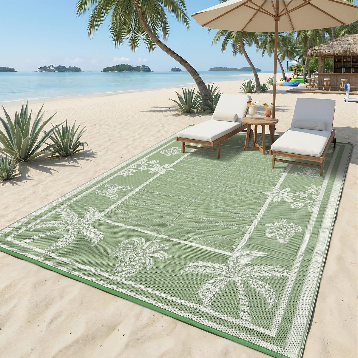Garvee 8x10 patio rug provides generous coverage for decks and patios.