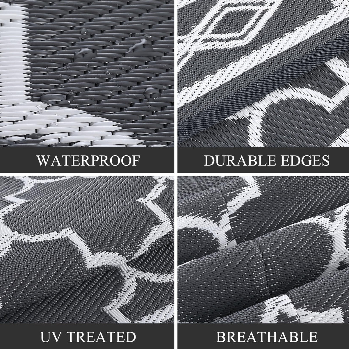 Garvee outdoor rug 8x10 close-up of plastic straw weave texture