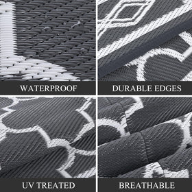 Garvee outdoor rug 8x10 close-up of plastic straw weave texture