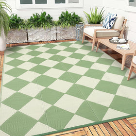 Garvee outdoor rug 9x12 with reversible pattern for patios and decks—durable and easy to clean.