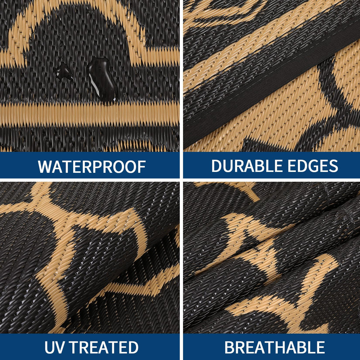 Garvee outdoor rug being rinsed with a hose for fast, easy cleaning.