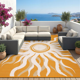 Garvee outdoor rug easy-clean surface cleans quickly with a hose or wipe.