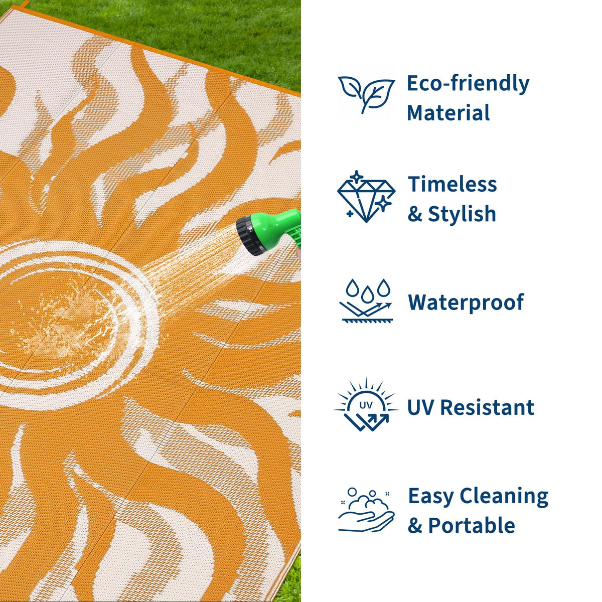 Garvee outdoor rug reversible colors offers adaptable decor for patios, balconies, and camps.