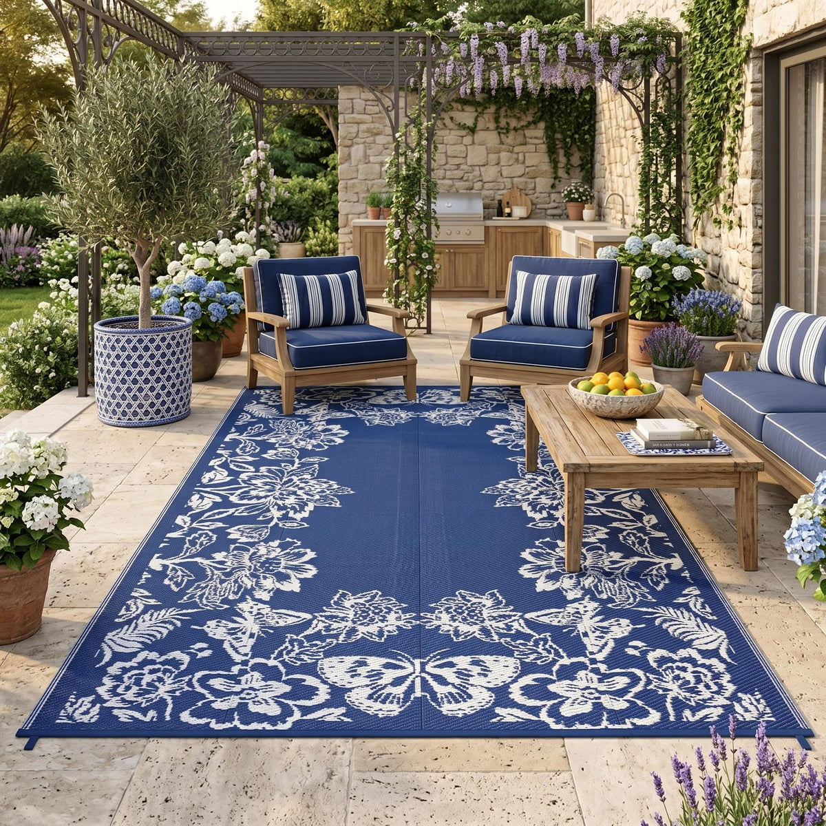 Garvee outdoor rug butterfly pattern enhances patio vibes and outdoor style