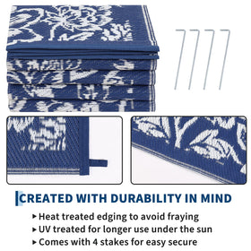 Garvee outdoor rug edging detail demonstrates thermoplastic fray protection