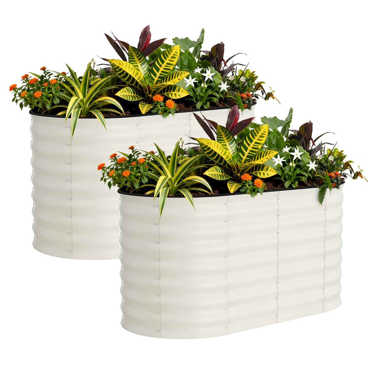 Garvee oval raised bed front view with deep 24-inch soil capacity for vegetables.