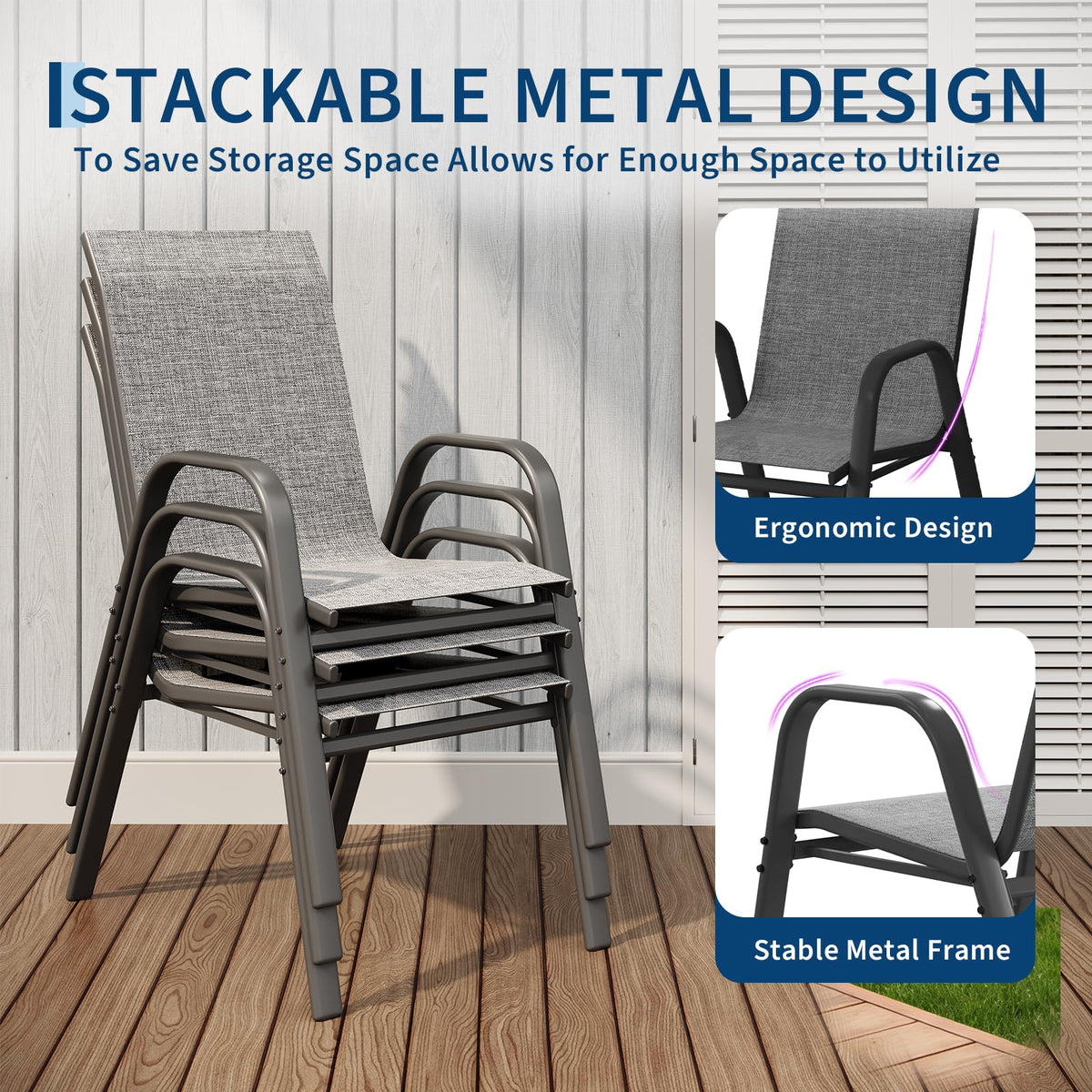 Garvee 21-inch-seat chair provides spacious seating for comfortable meals.