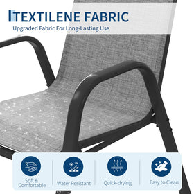 Garvee high-back chair supports relaxed posture during conversations.