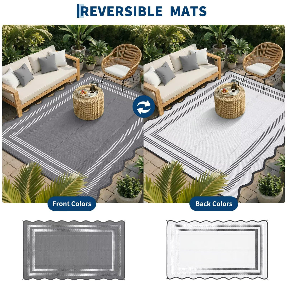 Garvee patio deck rug gray creates defined seating areas by pool or garden