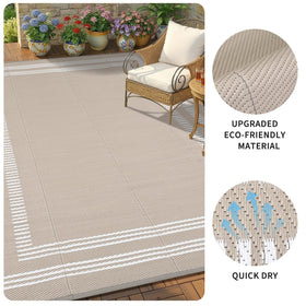 Garvee rug on a patio deck, ideal for outdoor gatherings
