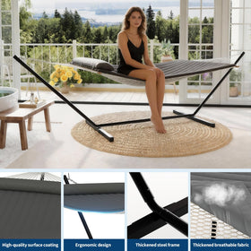 Garvee pillow-included hammock in garden scene for added comfort