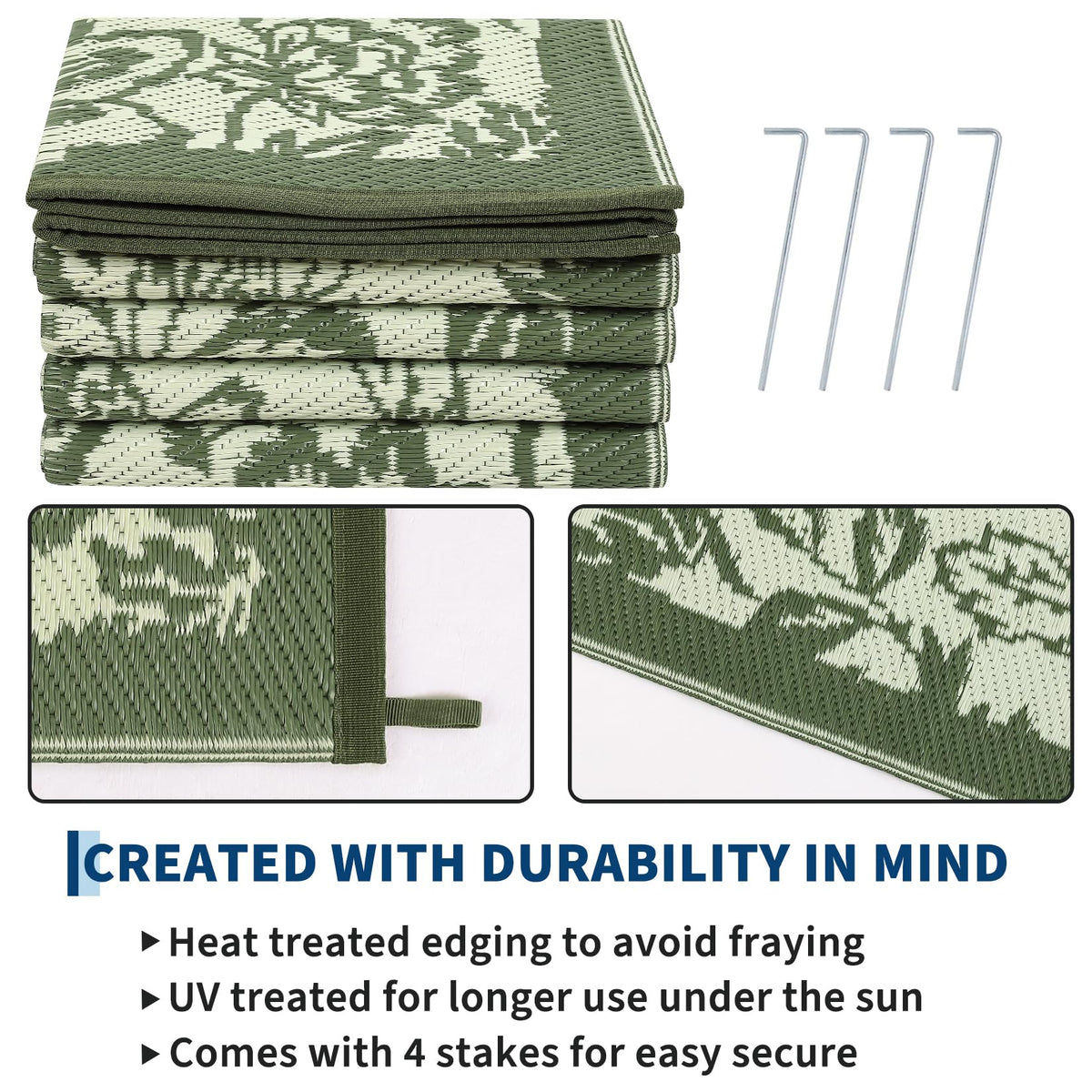Garvee plastic straw texture rug designed for casual RV and camping setups