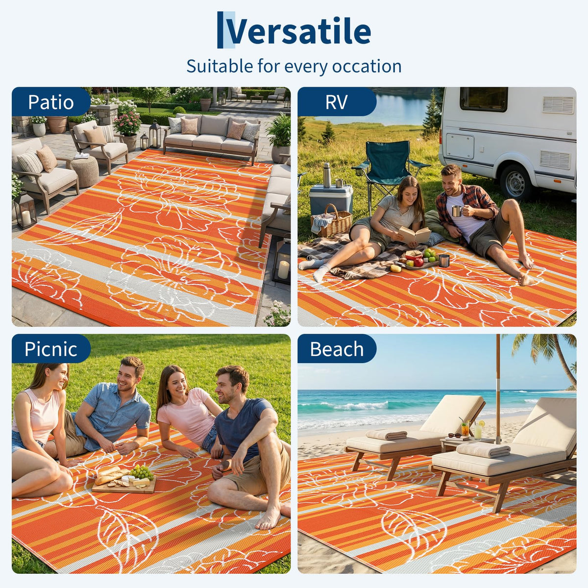 Garvee polypropylene, weather-resistant rug designed for all seasons and durability
