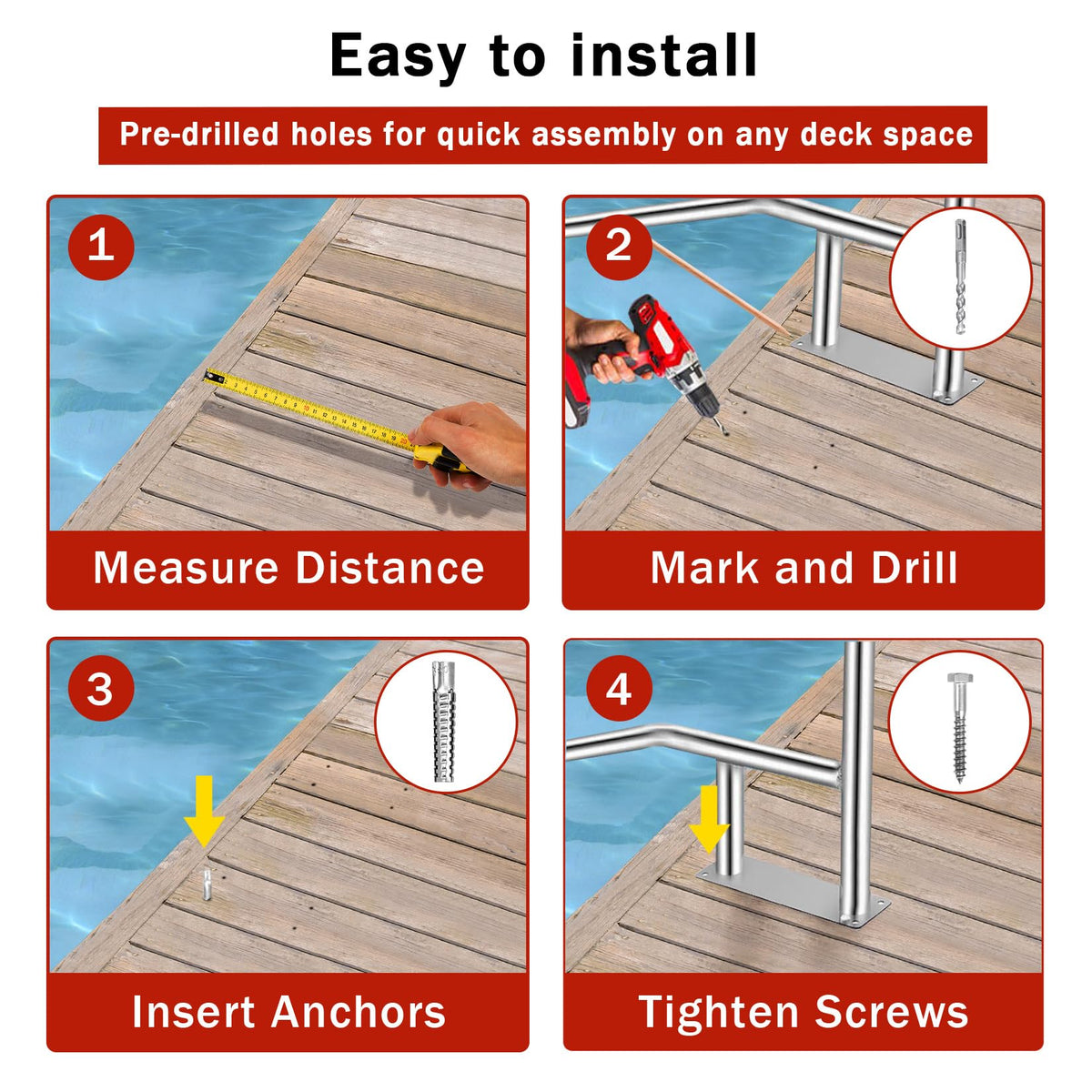Garvee inground pool use handrail supporting safe water entry