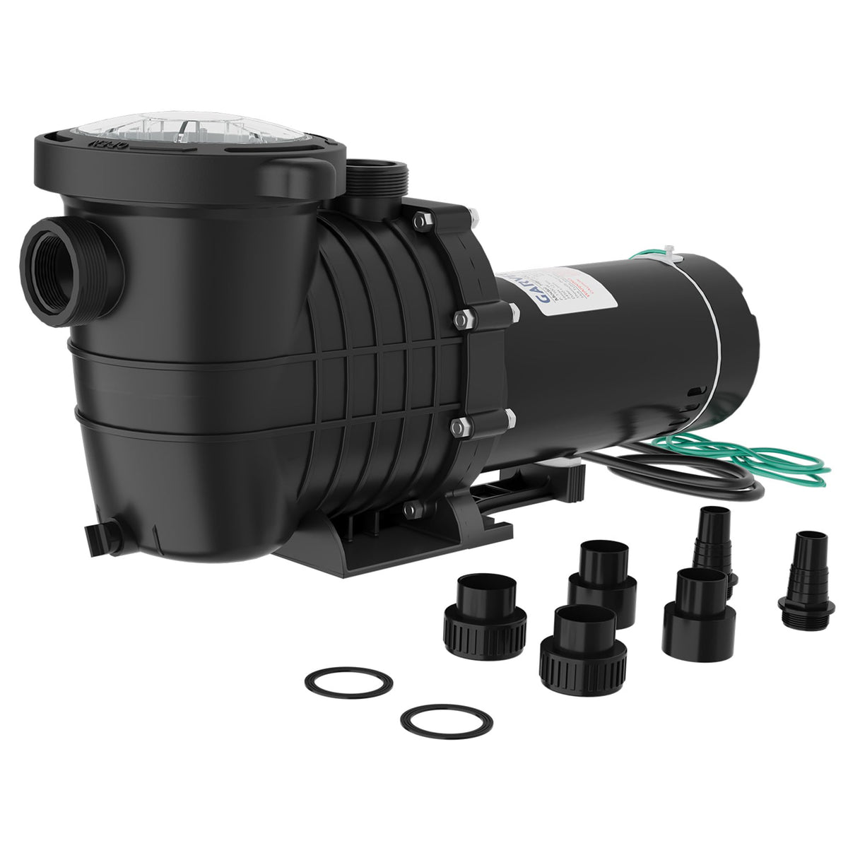 Garvee pool pump front view showing robust construction for above-ground and in-ground pools