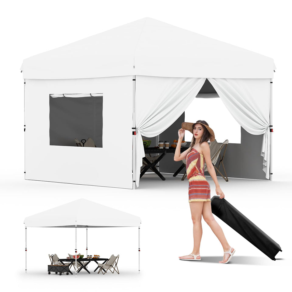 Garvee pop-up canopy setup shows quick one-person deployment for events and markets