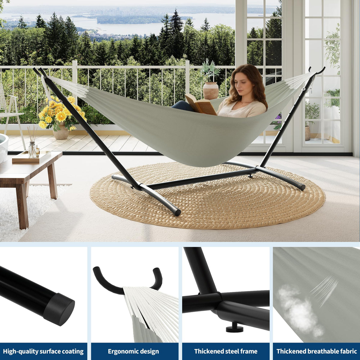Garvee portable hammock stand with carrying bag for easy transport