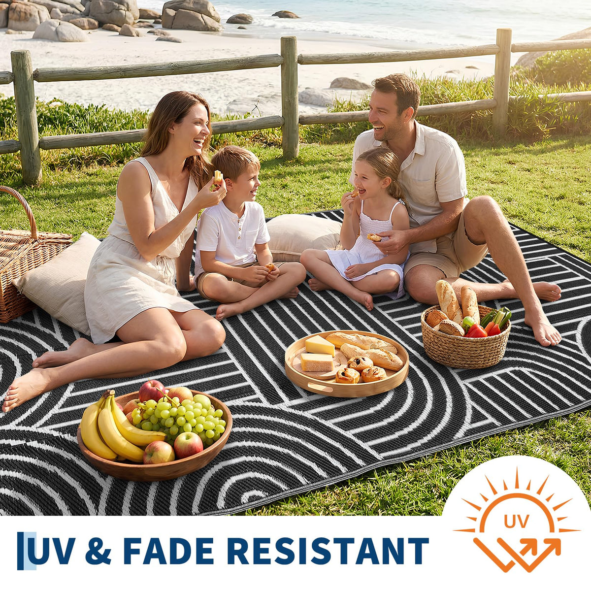 Garvee rainbow rug close-up texture highlights durable polypropylene for long-lasting use.