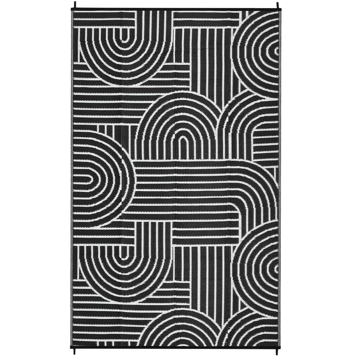 Garvee rainbow rug on balcony adds modern style and durability.