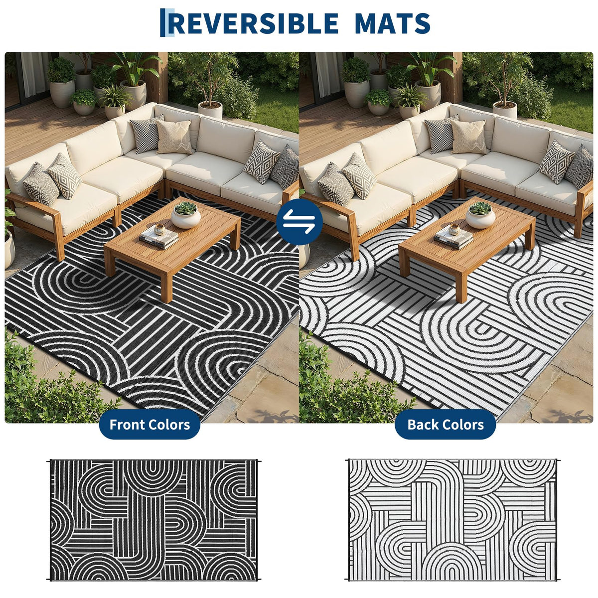 Garvee rainbow rug laid for picnic or campsite comfort and quick cleanup.