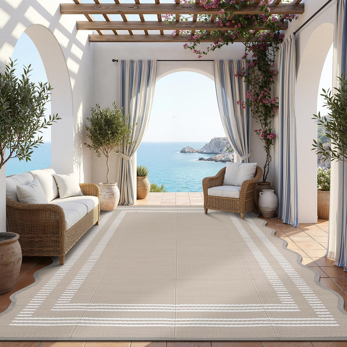 Garvee reversible 5x8 rug offering two looks for versatile outdoor spaces