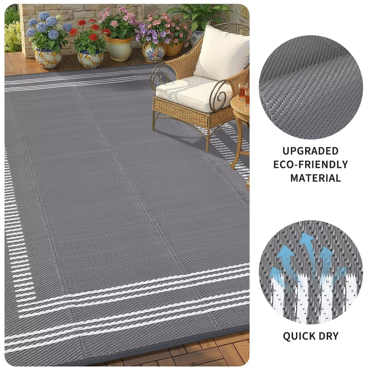 Garvee reversible design 8x10 rug offers two looks for versatile outdoor spaces