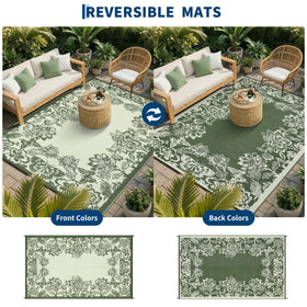 Garvee reversible outdoor mat showing two looks for porch or deck styling