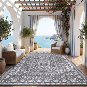 Garvee reversible outdoor rug 8x10 with patio medallion pattern for stylish outdoor spaces.