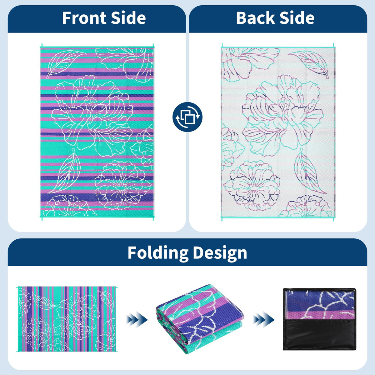 Garvee reversible outdoor rug design offers two style options