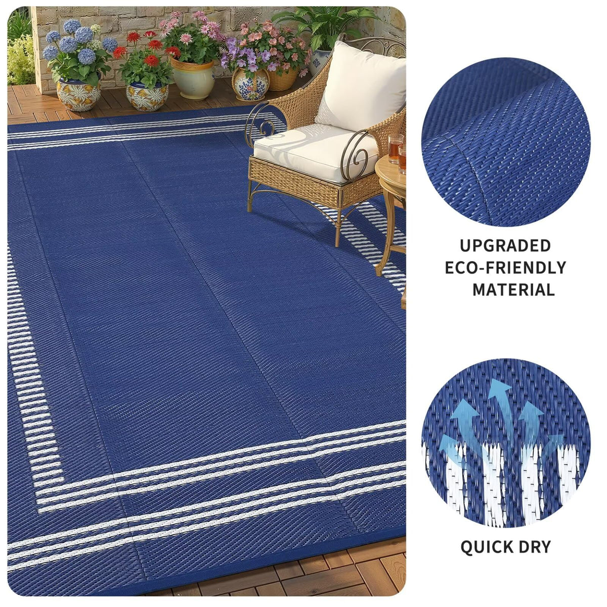 Garvee reversible outdoor rug with two looks for flexible decor.