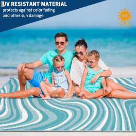 Garvee easy-clean rug cleans with hose-down and damp cloth.