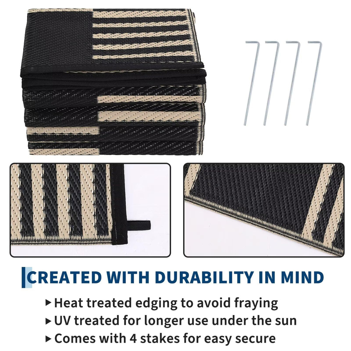 Garvee rug plastic straw construction offers durable outdoor performance