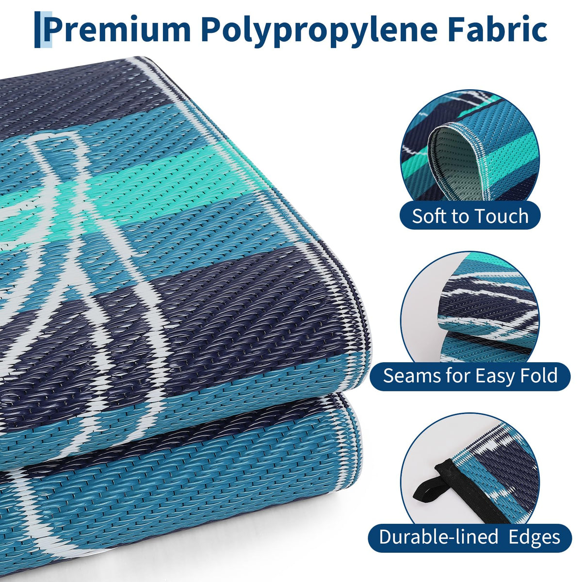 Garvee RV camping outdoor mat, portable for rough terrain.