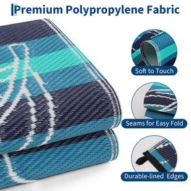 Garvee RV camping outdoor mat, portable for rough terrain.