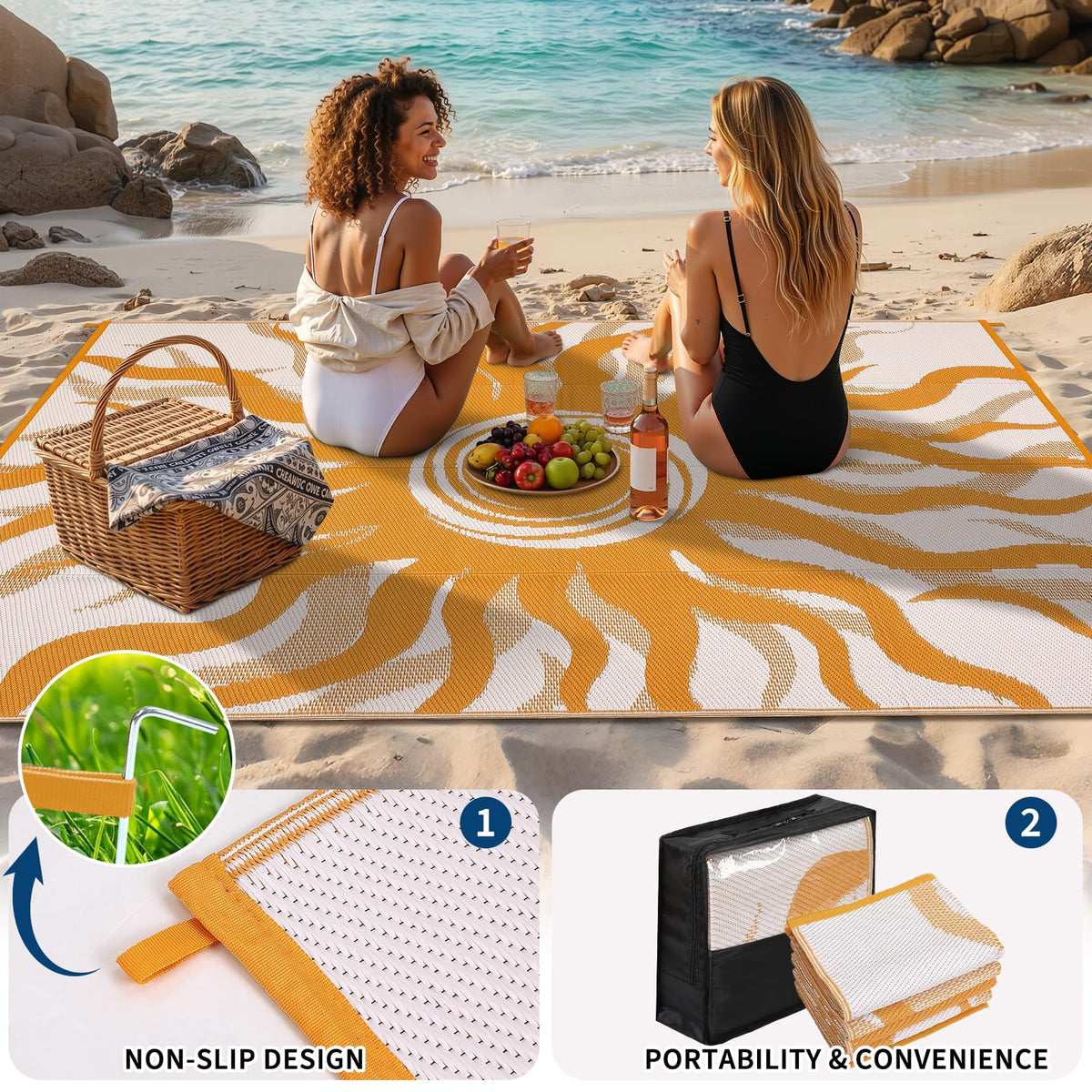 Garvee RV camping rug lightweight folds compactly for easy travel and outdoor setups.