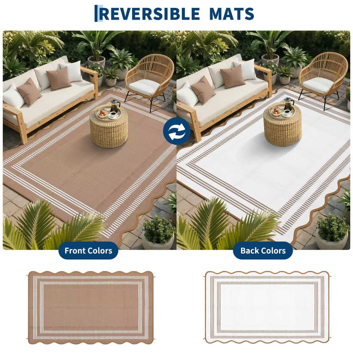 Garvee waterproof rug at poolside resists spills and rain.