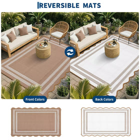 Garvee waterproof rug at poolside resists spills and rain.