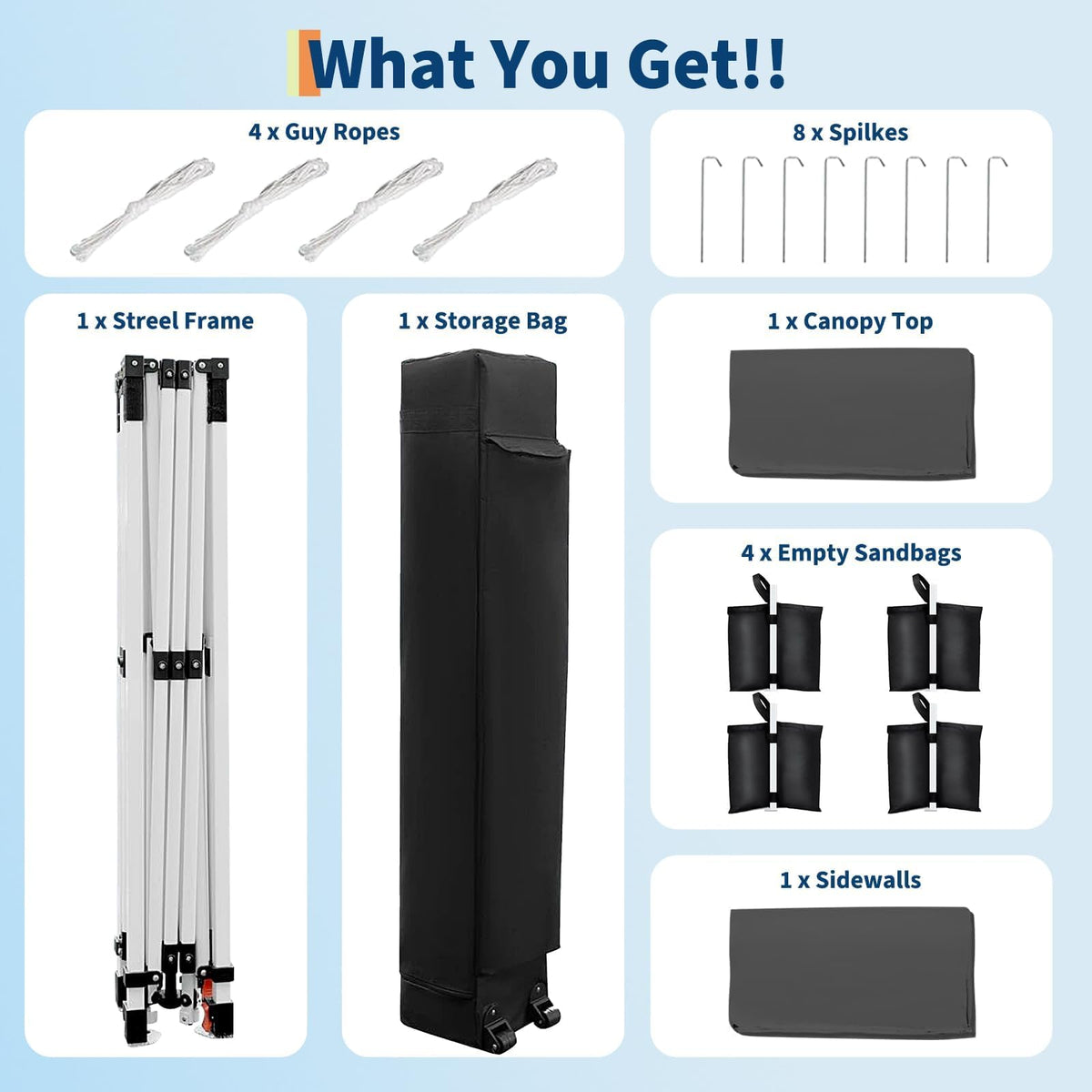 Garvee includes sandbags for extra stability in outdoor use.