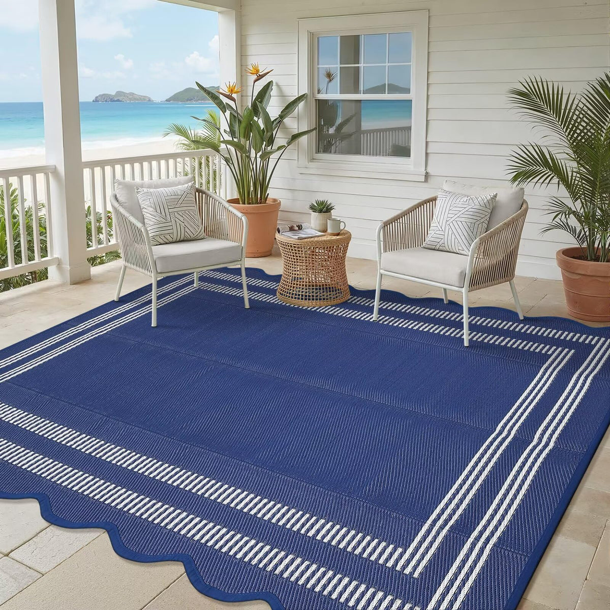 Garvee scalloped-edge geometric pattern enhances patio aesthetics.