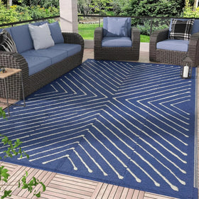Garvee striped 5x8 outdoor rug with bold stripes for patios; easy water wipe-clean.