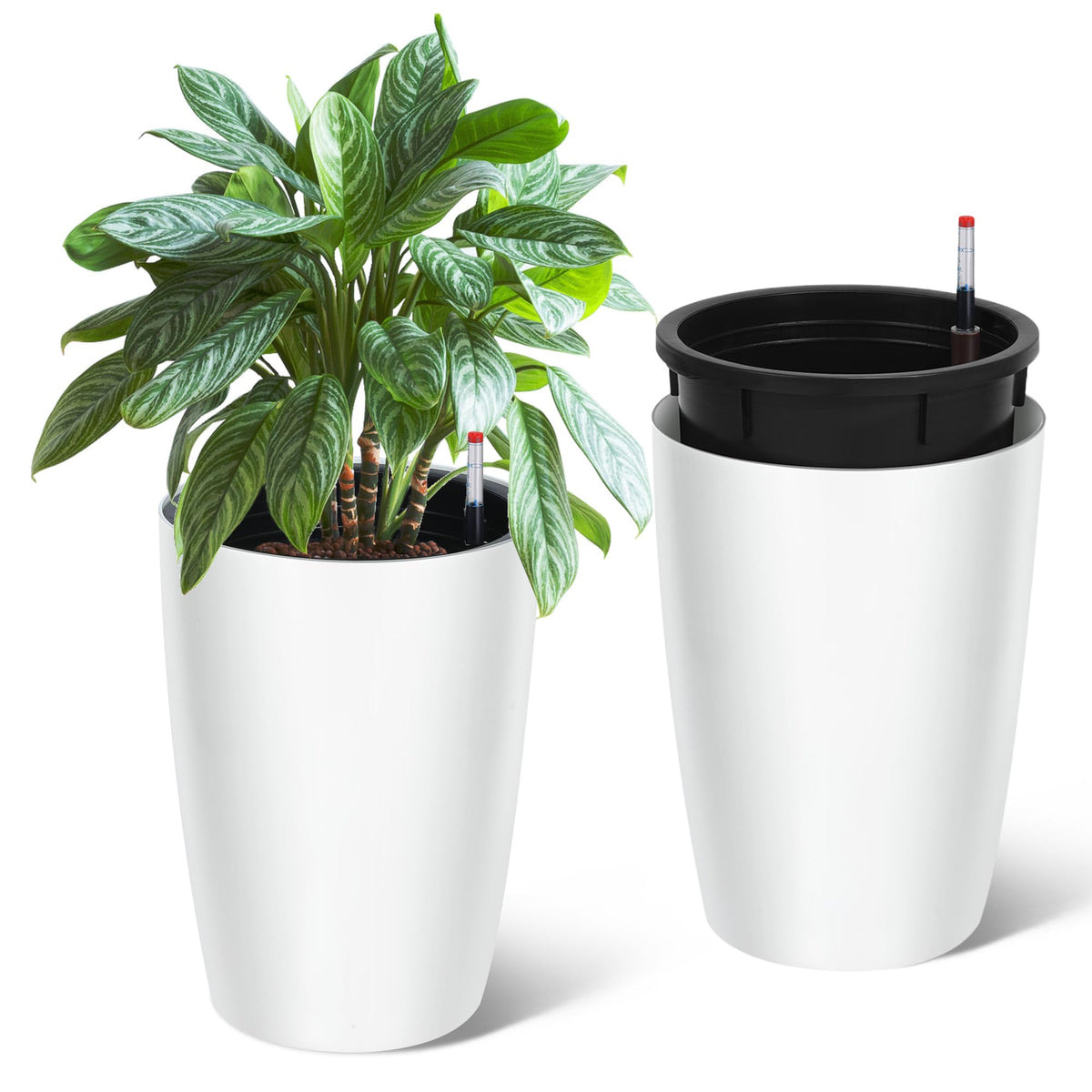 Garvee tall planter with water level monitor for easy moisture tracking in outdoor spaces