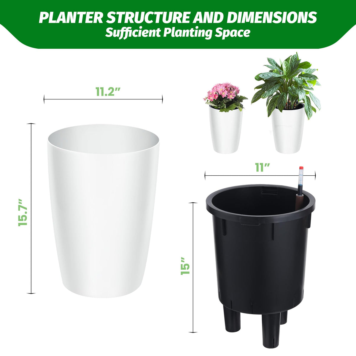 Garvee tall planter with auto-watering system for effortless plant hydration