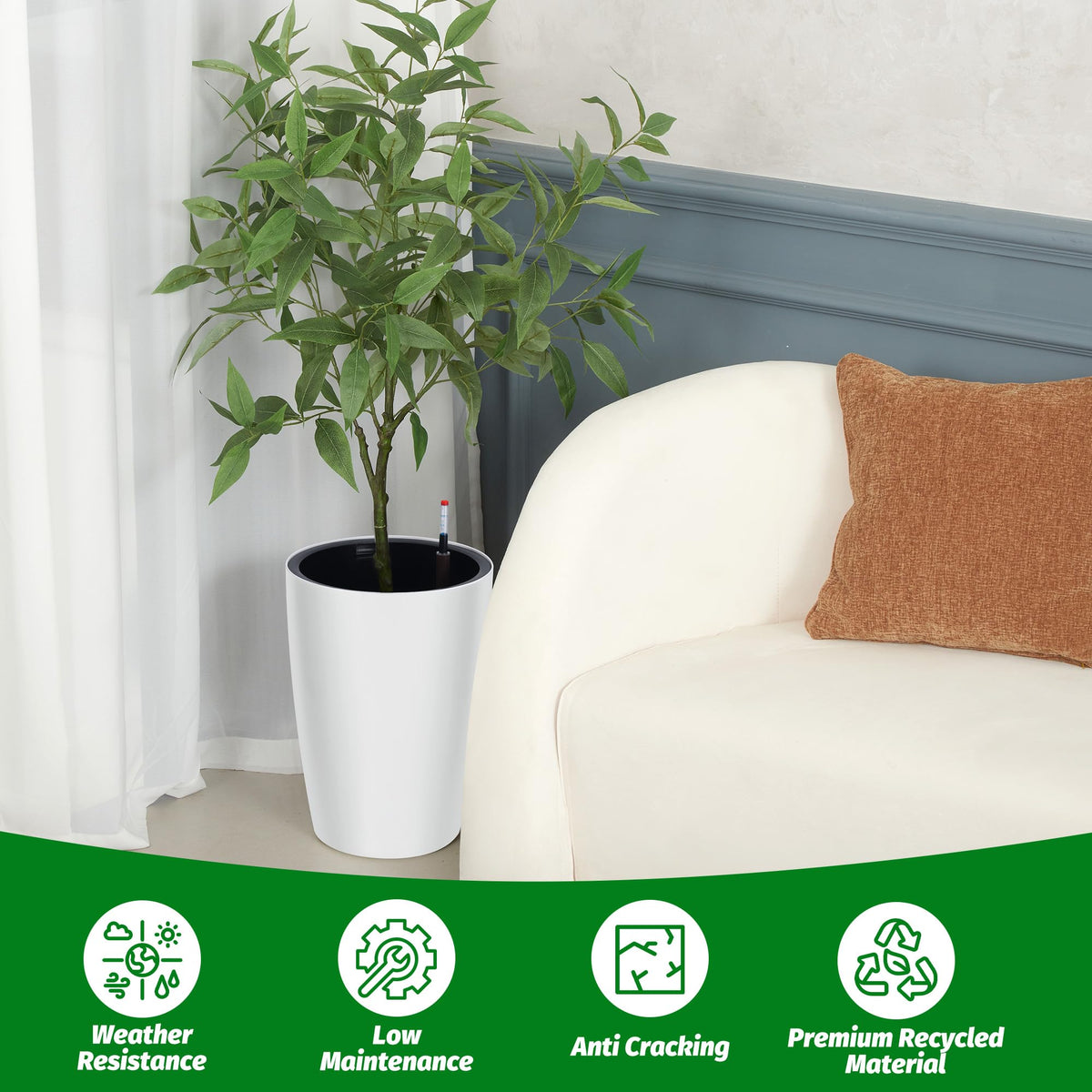 Garvee tall planter with classic round design elevating decor