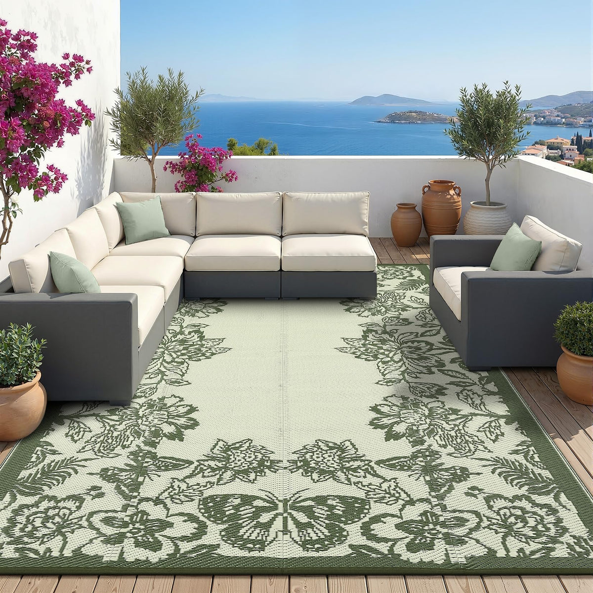 Garvee trailer-travel outdoor rug covering a roomy 8x10 area